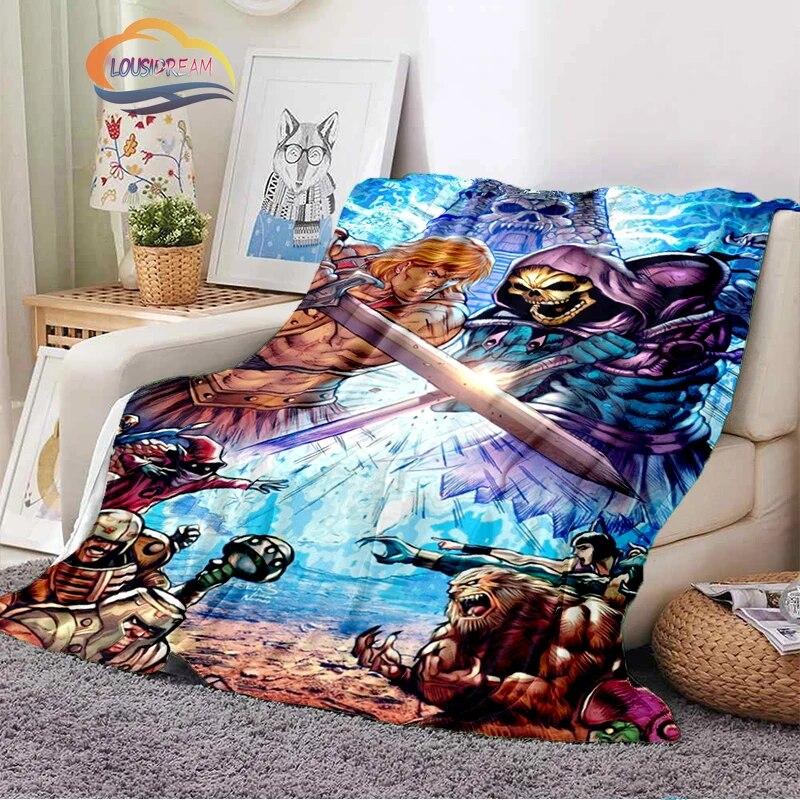 Science fiction adventure cartoon Masters of the Universe Cashmere Blanket 3D Printed He-Man Cartoon Flannel Bedspread camping