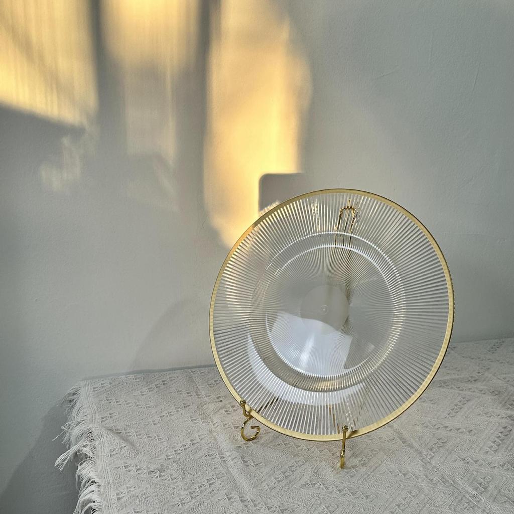Clear Round Plastic Charger Plates, Dinner Plate with Gold Rim, Decorative Table, Wedding, Birthday, Brida, 13 Inch