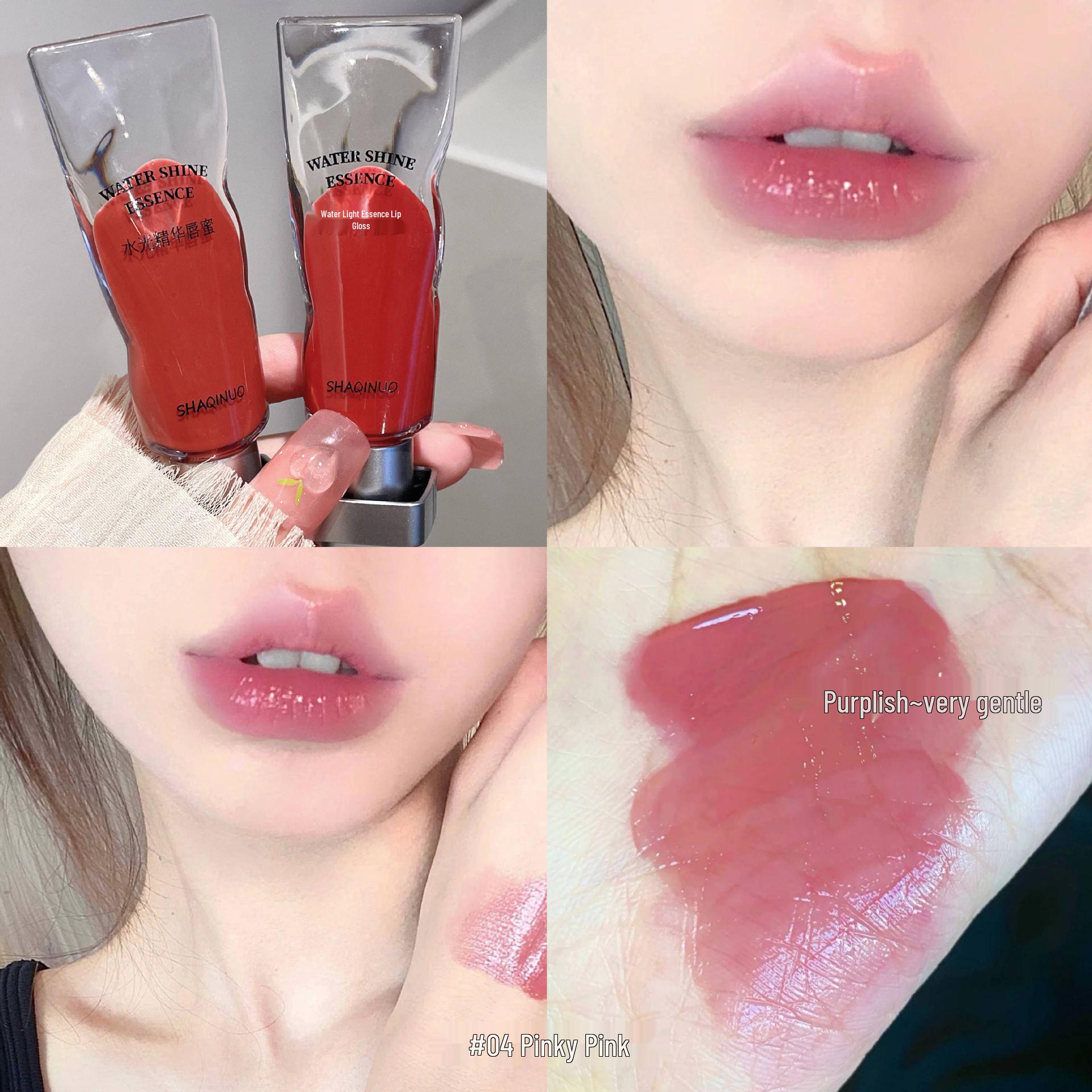 Shaqinuo Water Light Essence Lip Gloss: Clear, Glossy, Moisturizing, Long-Lasting, Whitening Lip Color.