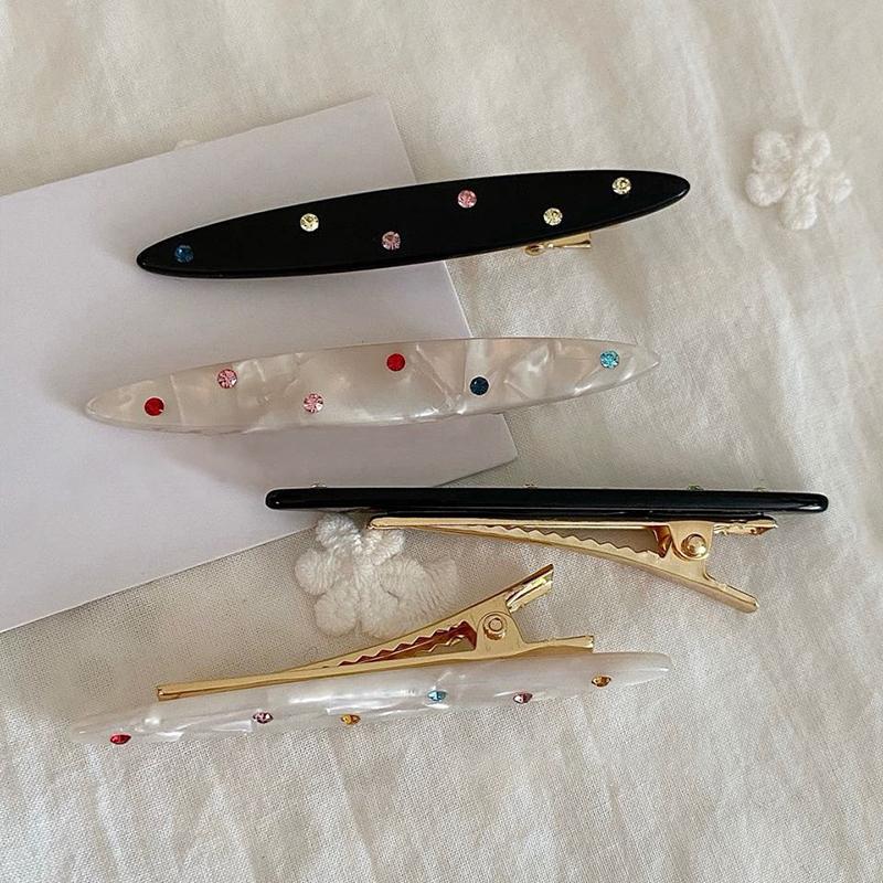 2 Stück Koreanisches Nischen-Design-Gefühl Farbe Bohren Essigsäure Haarnadel Damen Seitenpony-Clip Entenschnabel-Clip Kopfschmuck