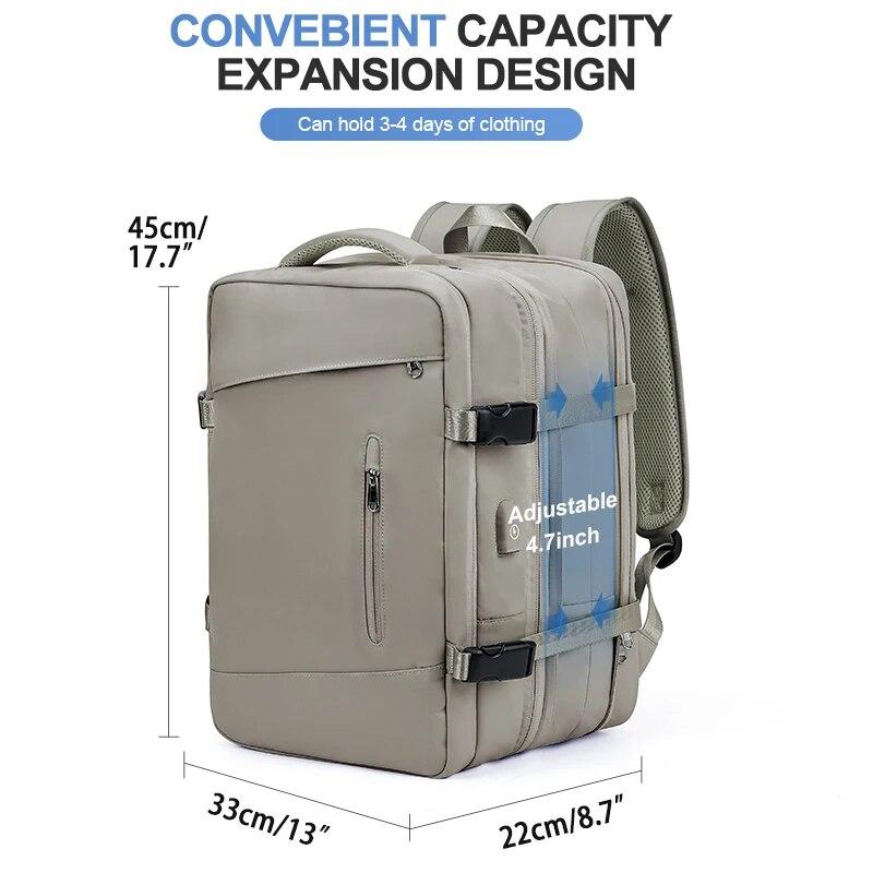 

Дорожный рюкзак для женщин, расширяемый рюкзак для походов и ноутбука на выходные с USB-портом, большой водонепроницаемый мужской рюкзак объемом 40 л