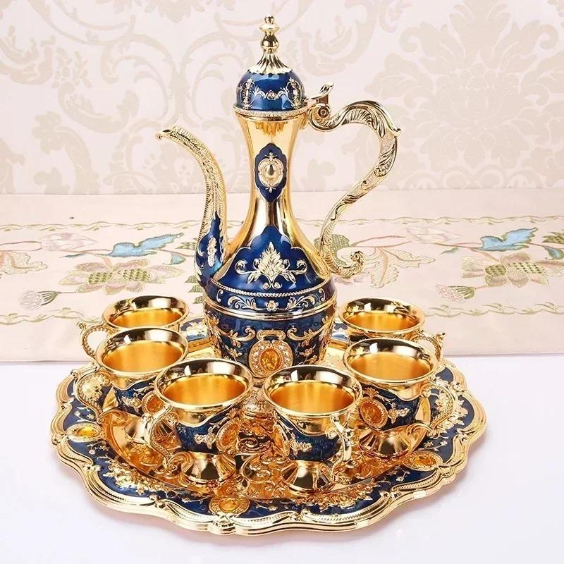 Vintage Wine Glass Pot Set Palaces Style Home Decoration Props Wedding Commemorative Daily Necessities Special Holiday Gifts
