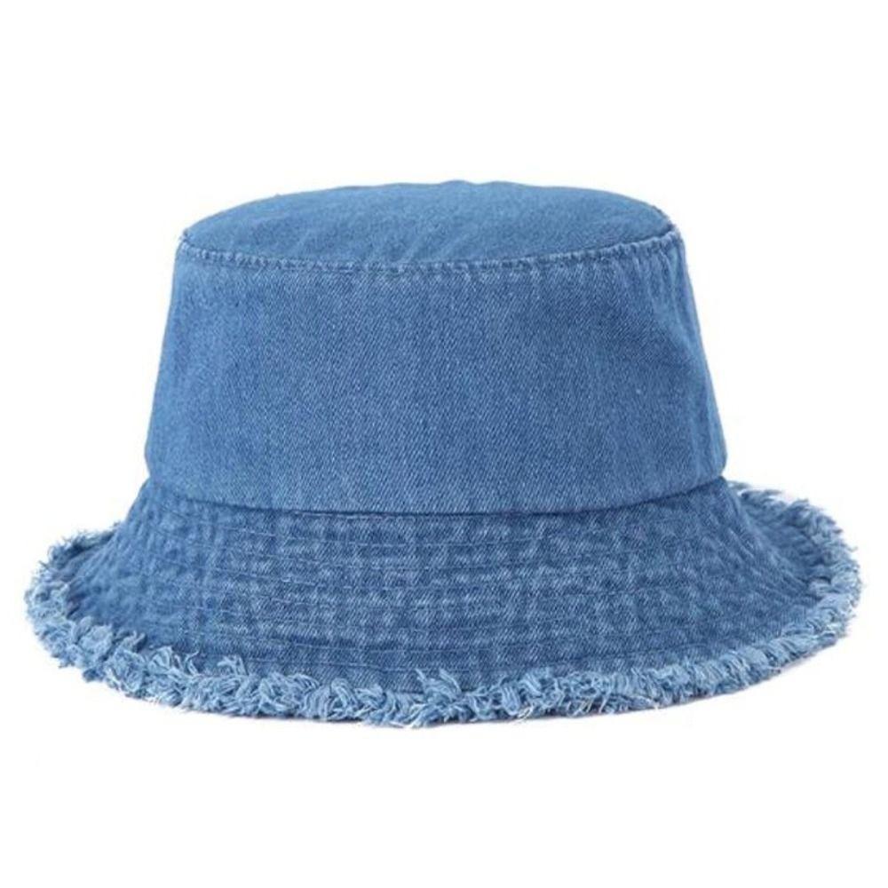 Fashion Denim Summer Sun Hat Foldable Cotton Reversible Fisherman Hat Travel Outdoor Anti-UV Bucket Hat