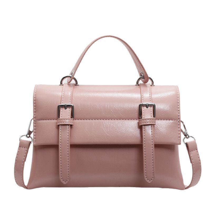 Retro preppy style large-capacity handbag women's 2025 pre-spring new Korean solid color shoulder bag textured messenger bag