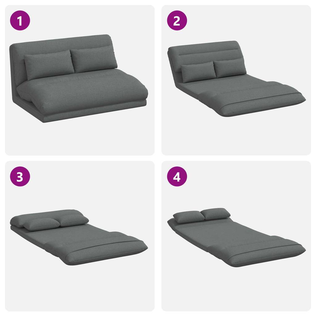 Adjustable Floor Footstool Dark Grey Fabric