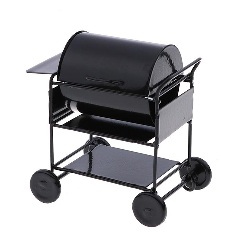 Kitchen Toy For Doll House Picnic Dollhouse Miniature Black Bbq Grill Model Grill Garden Outdoor Decor Kids Pretend Play Toy