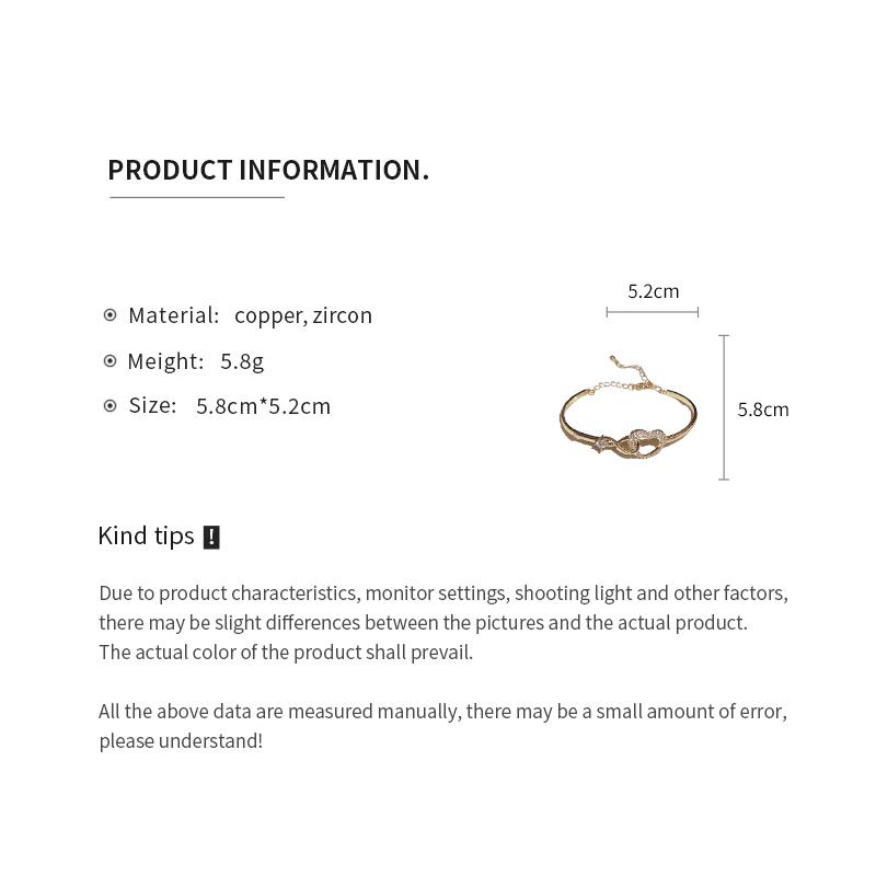 Peach Heart Love Bracelet Women's Fashion Temperament Zircon Bracelet Light Luxury Link Chain Bracelets Wristband Jewelry K-