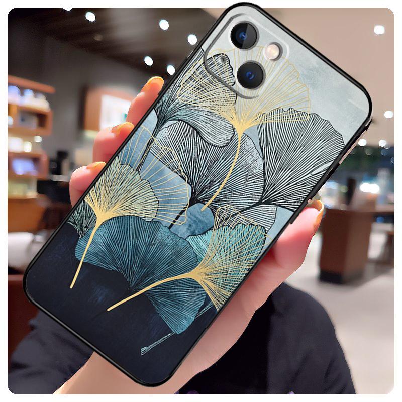 Luxury Ginkgo Leaf Case For iPhone 17 Pro Max 15 14 13 11 12 16 Pro Max mini 15 16 Plus 16e 17 Air Phone Cover