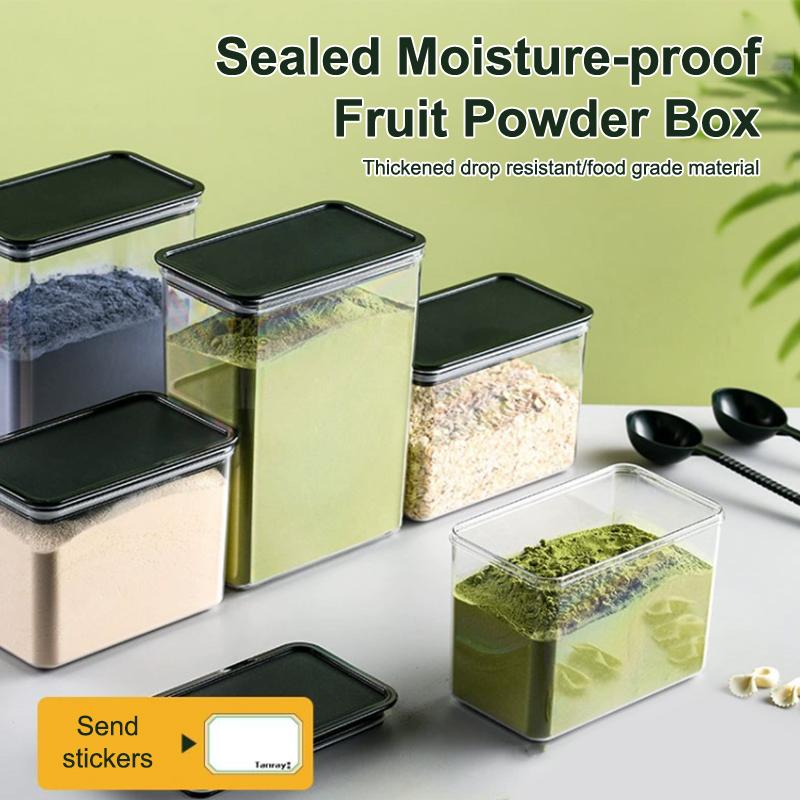 Airtight Food Storage Coffee Powder Container Witith Spoon For Milk Tea Shop Transparent Kitchen Organizer Spice Soybean Storage