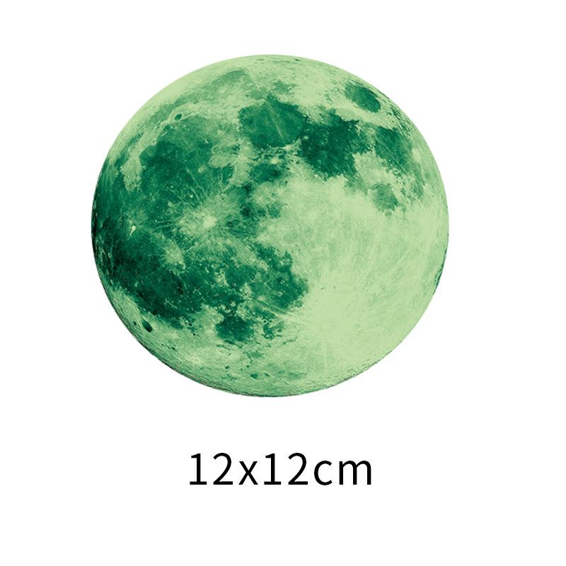 30cm Luminous Moon Wall Sticker - Children's Room Decor in Green, Blue, or Pink Light