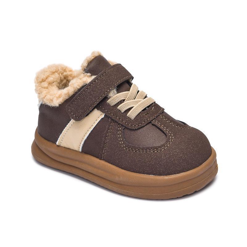 Kids' Fleece-lined Skate Shoes 2025: Boys' & Girls' Fashionable Autumn/Winter Lambswool & Cotton Casual Footwear