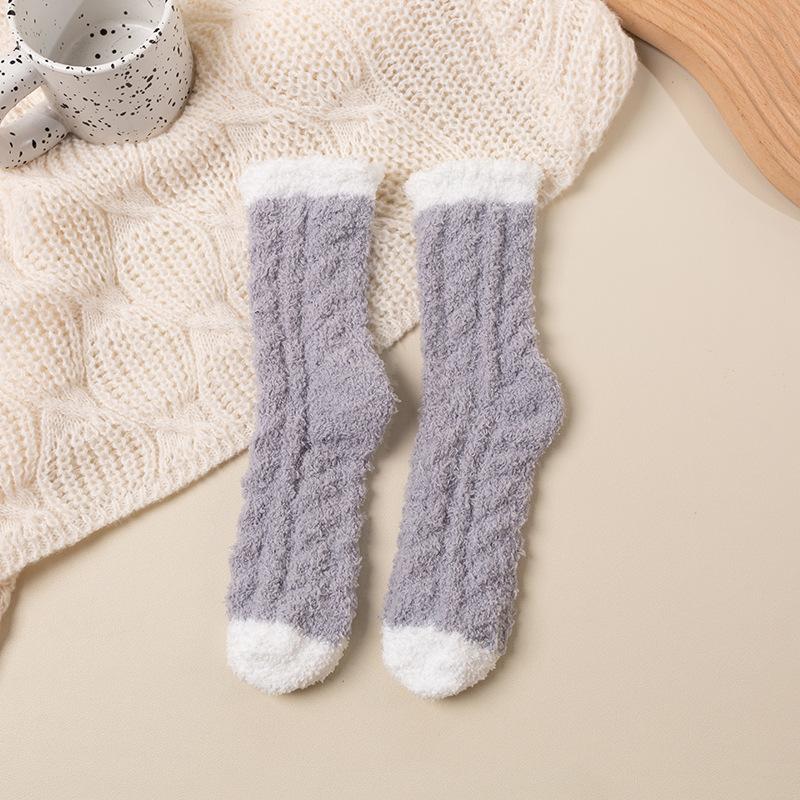 Female Autumn and Winter Plus Velvet and Thick Coral Velvet Floor Cotton Socks