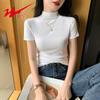 Women's Slim Fit Ribbed Mock Neck Short Sleeve T-Shirt