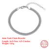 EFFIE QUEEN 100% 925 Sterling Silver 14k Gold 4mm Tank Chain Bracelet Fashionable Jewelry for Women, Men's Bracelet Gift GAB05