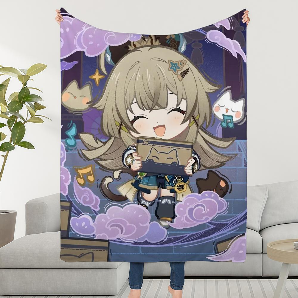 

Cute Blanket Throw Super Genshin Cosy Plush Living Version Room Sofa Q Couch Childish Birthday Impact Gifts 30x40in