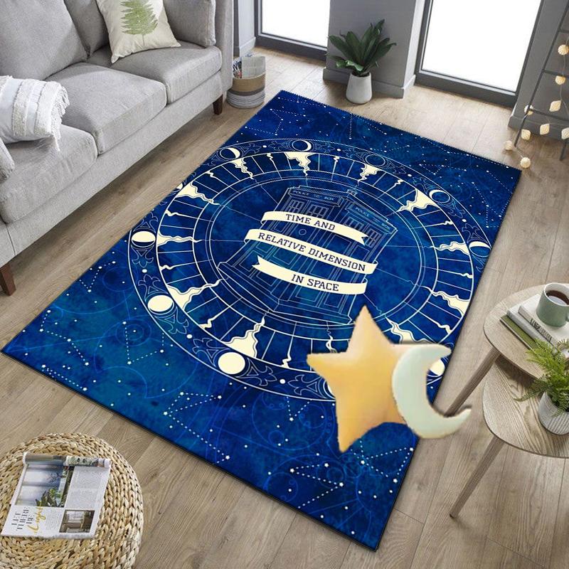 Tardis In Starry Night Office Rug Chair Mat, Game Carpet, Suitable for Front Door, Bedroom, Living Room, Desk, Holiday Gift