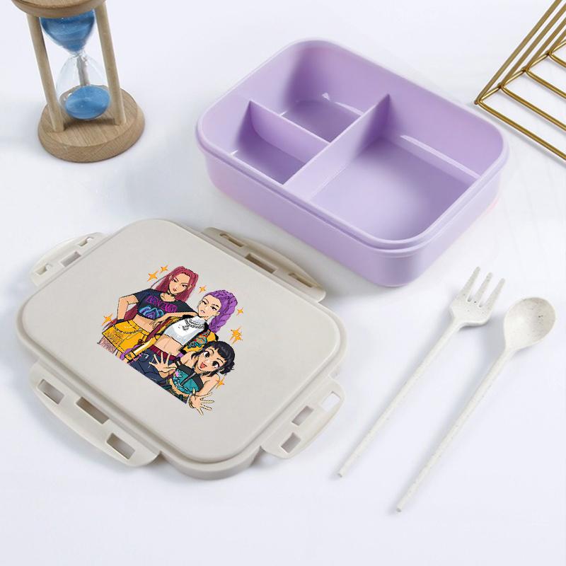 Kpop Demon Hunter Bento Lunch Box Kawaii Girl Portable Bento Boxs Student Hermetic Food Crisper Single Layer Capacity Kids Gift