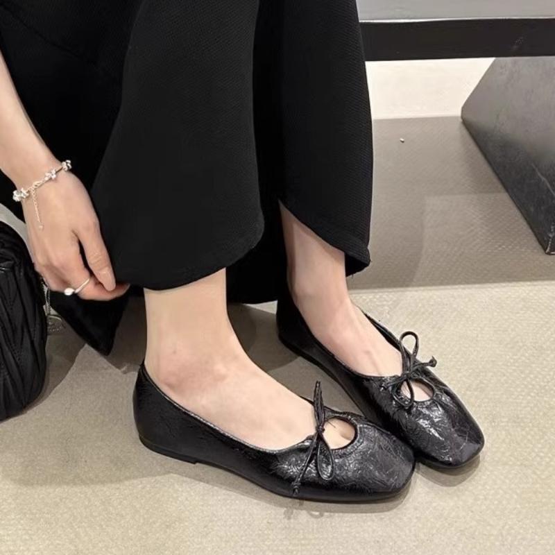 

Мода 2025 Роскошная мода Женские балетки с бантом-бабочкой Женские шлепанцы Обувь Мелкие балетки Танцевальная обувь для женщин 35 чёрный