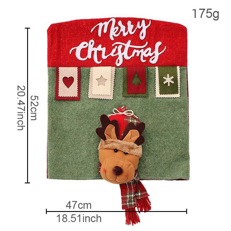 Christmas Chair Cover Home Xmas New Year Decoration Supplies Chair Seat Cover 3D Santa Claus Snowman Elk Chair Back Cover