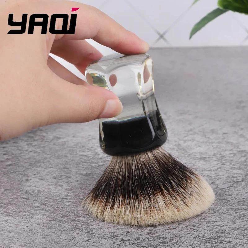 YAQI 24mm Two Band Badger Hair Clear Handle Beard Brush Men Wet Shaving Brush