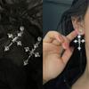 Rhinestone Hoop Earrings for Women Trend Fashion Korean Style New Cross Earrings Dangle for Men Punk Grunge Jewelry Women