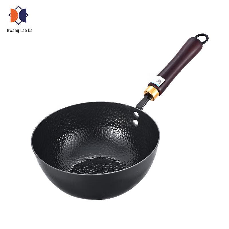 Huang Laoda Zhangqiu Handmade Wrought Iron Round Milk Pot with 3-Piece Set 22cm