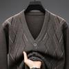 Men Plaid Knit Button Cardigan Casual Sweater Outerwear For Middle Aged Men