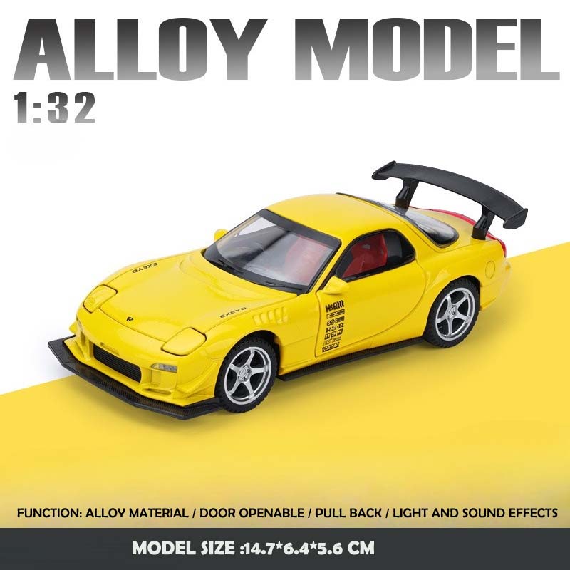 Simulation 1:32 Rx7 Fd3S Sportwagen Modell Jdm Racing Legierung Spielzeugfahrzeug Mit Ton Und Licht Rückzieher Miniatur Auto