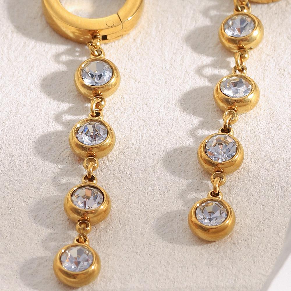 Elegant 18K Zirconia Tassel Earrings - High-End Stainless Steel for Women’s Luxury Fashion
