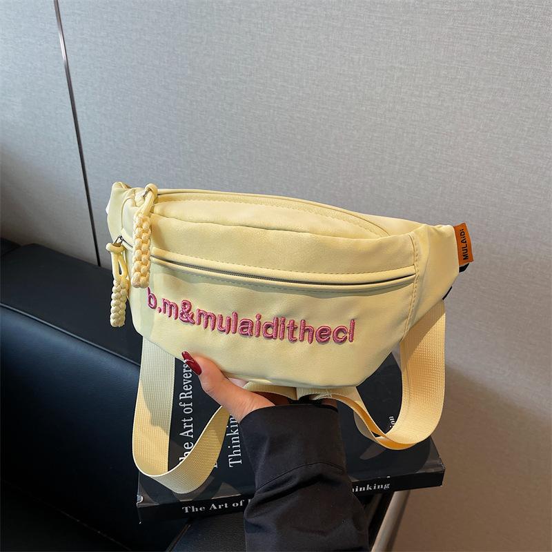 

Trend solid color breast bag summer new fashion casual fanny pack men and women couples letter messenger bag tide жовтий