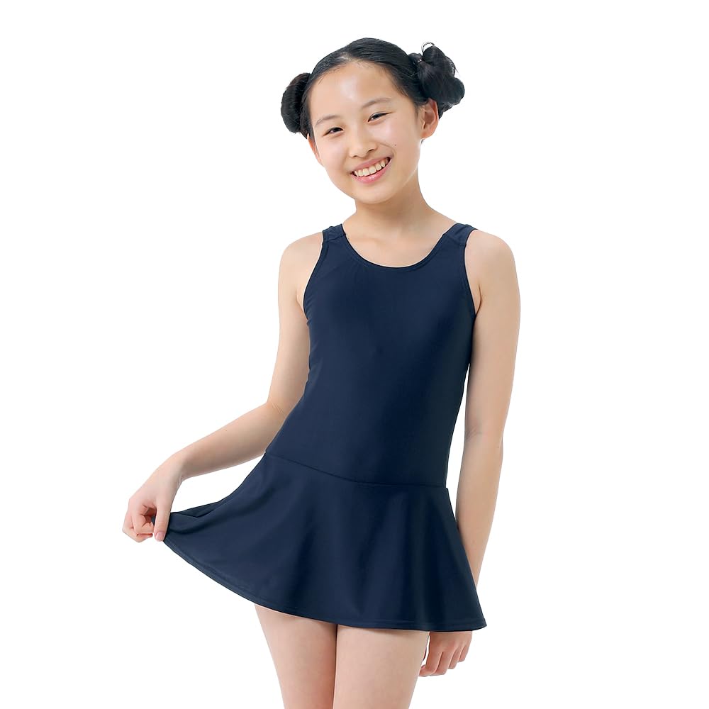 

School Swimsuit for Stretch One 130cm [Beisia] Girls, Skirt, Piece, Girls, Summer, Navy,