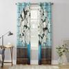 Magnolia Flower Vintage Wood Grain Window Curtains Bedroom Kitchen Drapes Panel Curtains for Living Room Christmas Home Decor