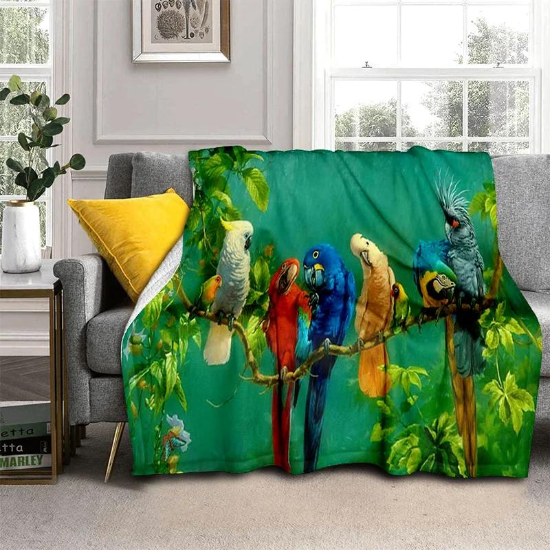 3D Colorful Macaws Parrot Birds Blanket,Soft Throw Blanket for Home Bedroom Bed Sofa Picnic Travel Office Rest Cover Blanket Kid