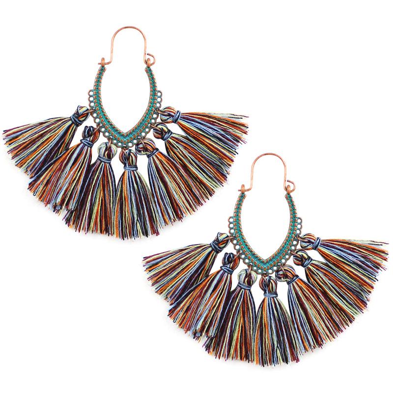 Bohemian Tassel Water Drop Stud Earrings - European American Hot Jewelry