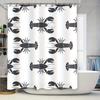 Whimsical Black Lobster Print Shower Curtain for Bathroom Decor White Fabric Waterproof Easy Install Shower Curtain Rings Includ