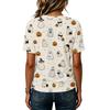Women's Halloween Print V-Neck Short Sleeve Casual Top for Festive Occasions
