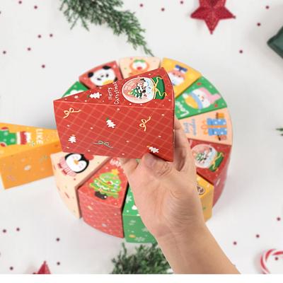 12pcs Merry Christmas Candy Box , Cake Shape Blind Boxes,Xmas New Year Party Gift Packaging Bags Kids Favors