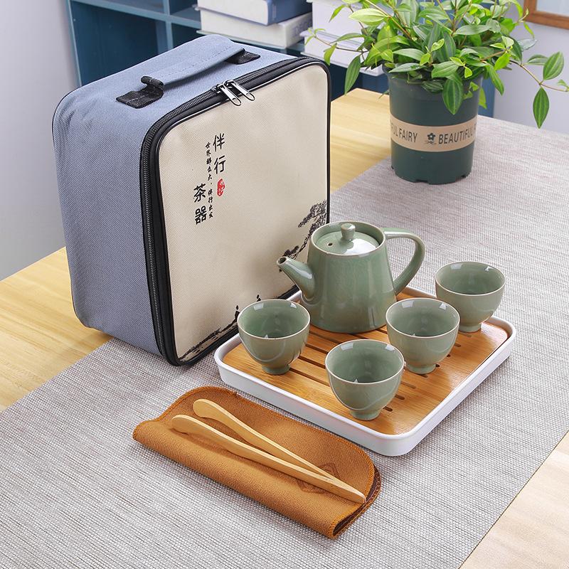 Travel Tea Set, Portable Bag, Kuaike Teacup, Outdoor, Gifts Will Sell Ceramic Kung Fu, One Pot and Four Cups.