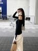 High-Quality Retro French Off-Shoulder Long Sleeve Women's T-Shirt