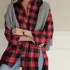 2025 Women's Plaid Lapel Long-Sleeve Mid-Length Fashion Shirt