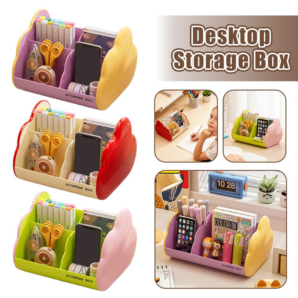 Makeup Storage Box Plastic Desktop Compartment Organizer For Office Desk Cosmetics Stationery Student Study Accessory Tools
