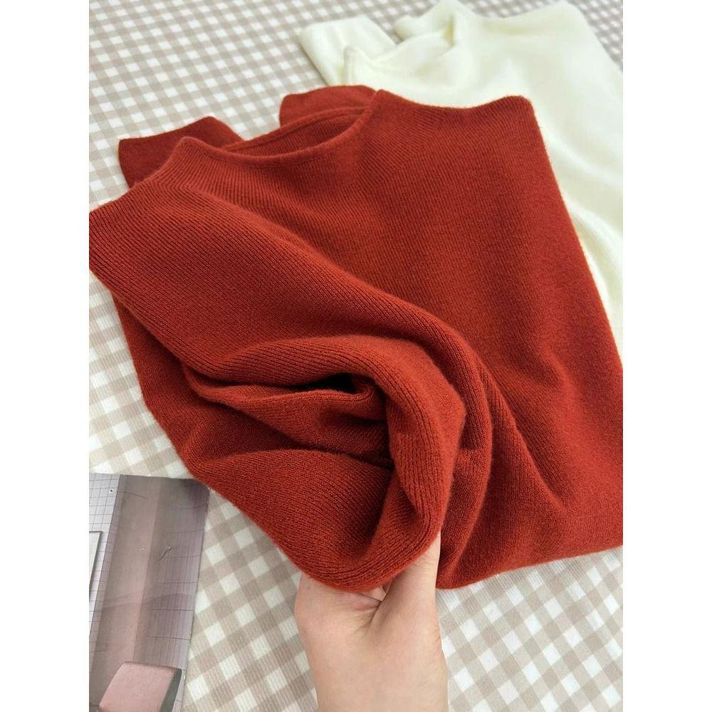 Women's Chic Slim-Fit Half High Neck Sweater - Autumn/Winter Long Sleeve Knitted Top
