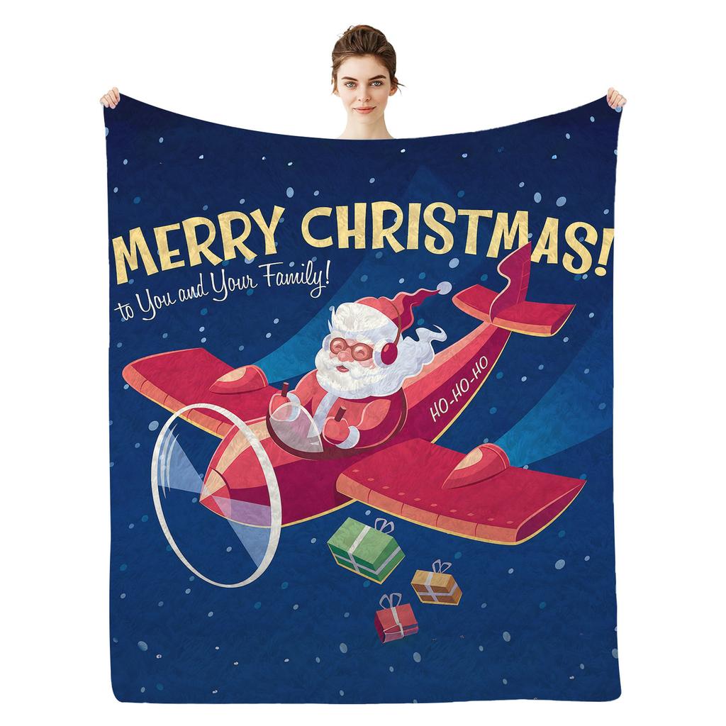 Christmas Series digitalprinted polyester Bedroom velvet flannel soft sofa cover blanket Fleece soft sofa cover blankets