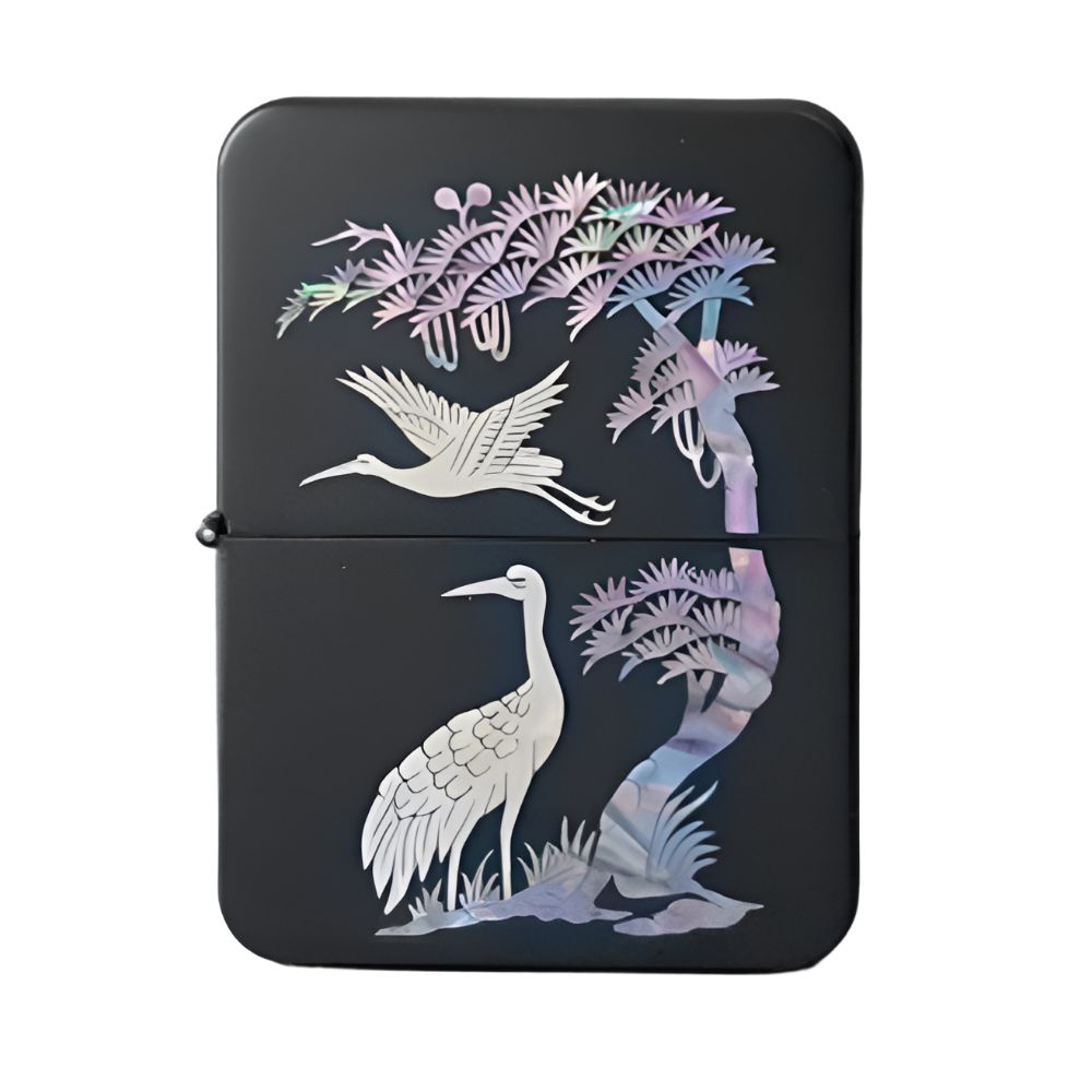 

Korean Mother of Pearl Nail Clipper Set Traditional Najeon Chilgi Manicure Kit 01 Twin Cranes