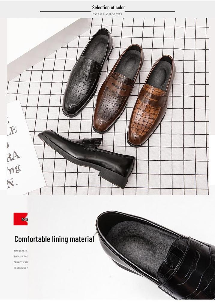 Men's Large Leather Slip-On Loafers - British Style, Formal Casual, Driving Shoes