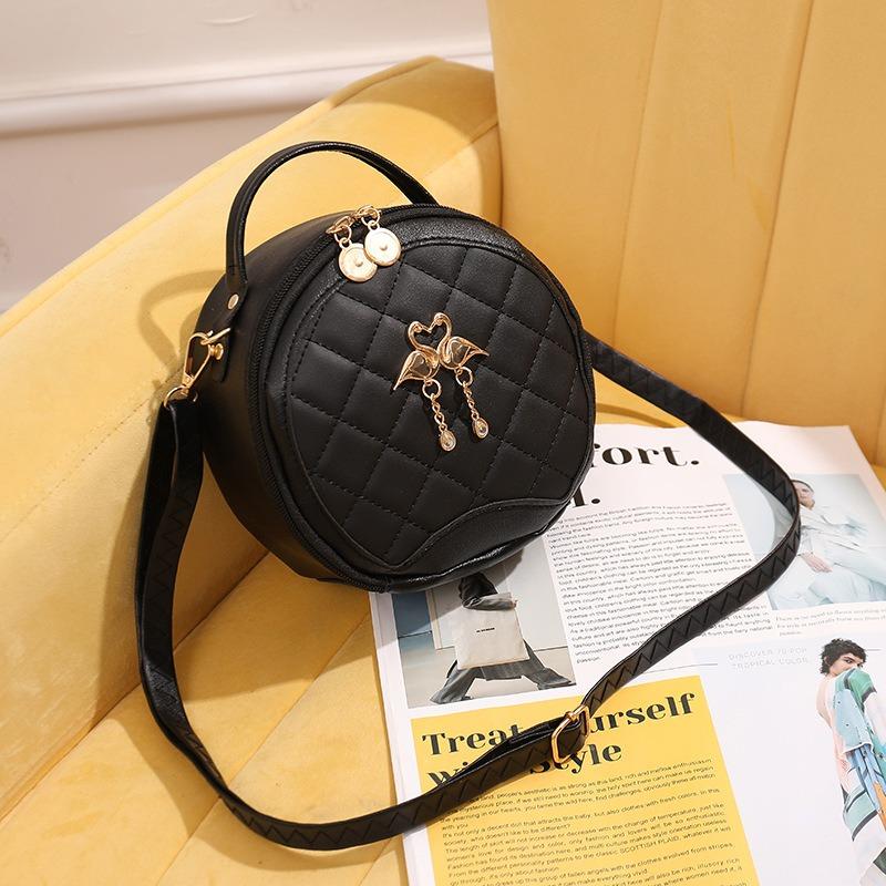 Small bag women's new swan small round bag rhombus flower crossbody shoulder bag handbag bag one piece