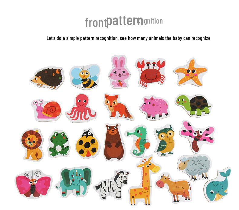 23-Piece Early Education Wooden Puzzle for Kids: Vegetables, Fruits, Animals, Transportation