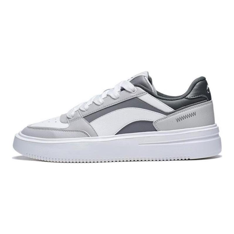 Li Ning Starlight Slip Resistant Abrasion Resistant Low Top Skateboard Shoes Men's Gray White AGCT139-1
