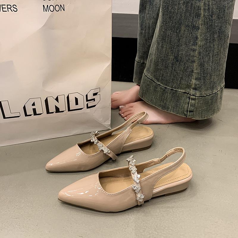 Beautiful Rhinestone Bag Head Sandals Women's New Summer Matching Skirt Elastic Back Strap Pointed Fashion Thin Heel High