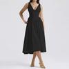 Women's clothing, new spring models in Europe and America, elegant temperament printed V-neck suspender long dress dress